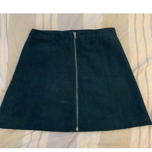 Zip up faux suede skirt